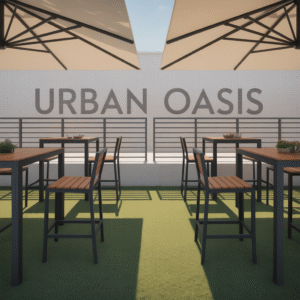 Modern minimalist iron outdoor table and chairs: Urban terrace leisure set (iron craft)