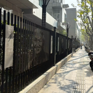 Outdoor artistic iron fence: Building perimeter decorative protective barrier (sheet metal craft)