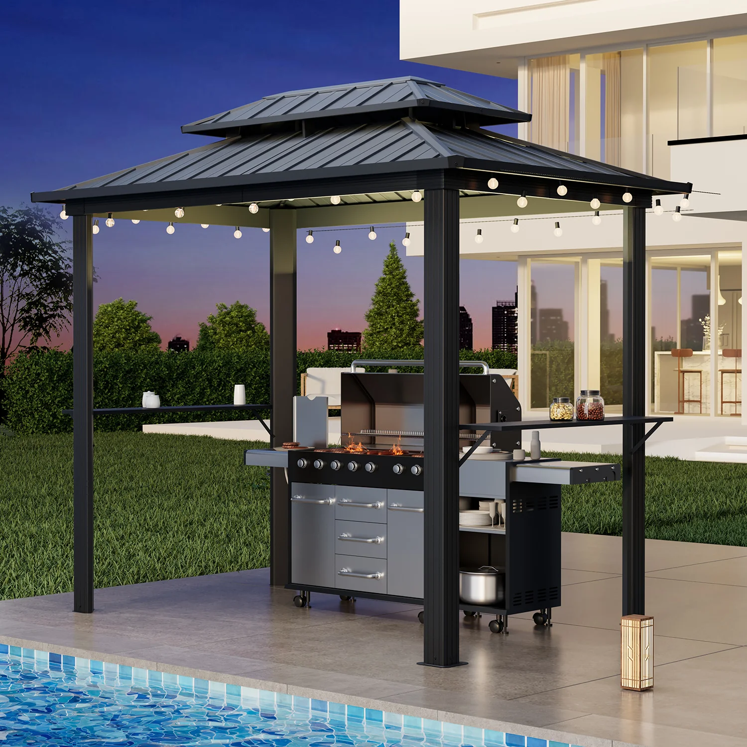 Garden BBQ Leisure Iron Sunshade Facility – Outdoor Iron BBQ Gazebo