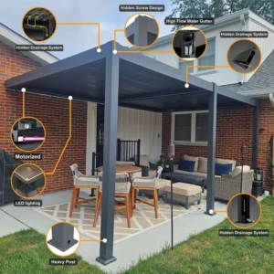 Outdoor Aluminum Pergola Patio Shade Structure HANNAH