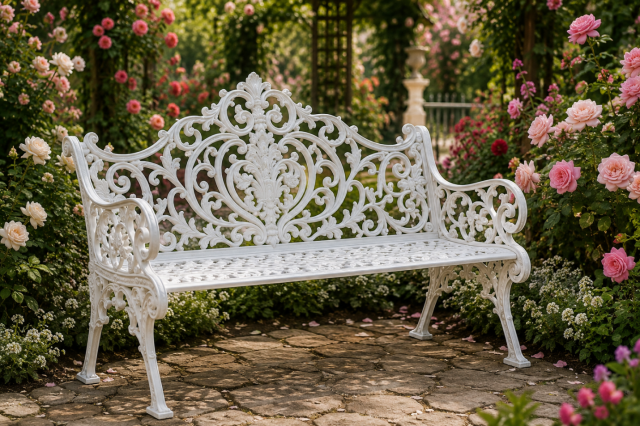 pic for Decorative Metal Benches: Elegant Metal Garden Bench, Patio Seating, and Outdoor Furniture Supply3